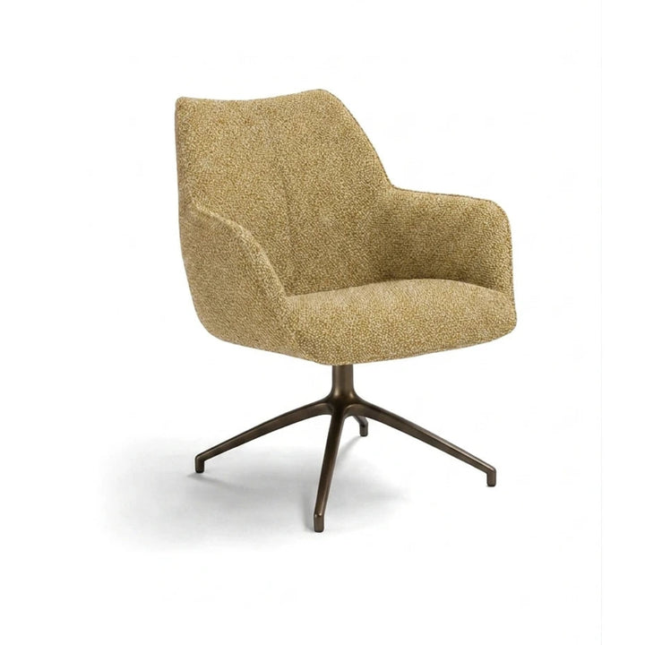 Kiq Mustard Monza Melange Swivel Accent Chair - Anodic Brown