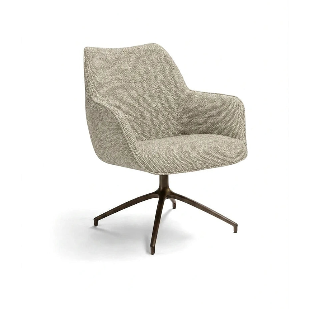 Kiq Beige Monza Melange Swivel Accent Chair - Anodic Brown