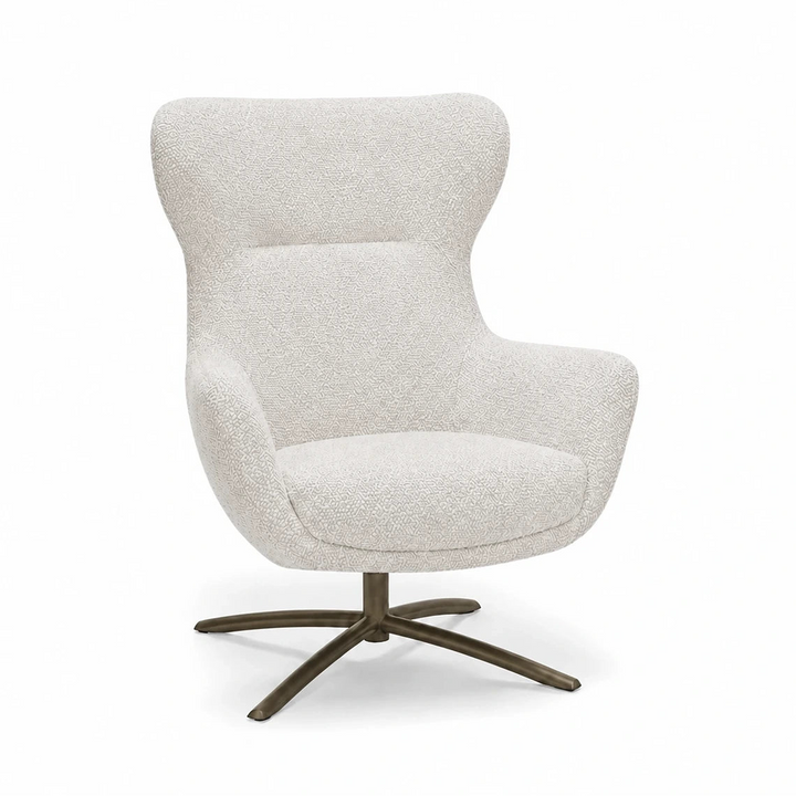 Layla Cream Monza Swivel Accent Chair - Anodic Brown