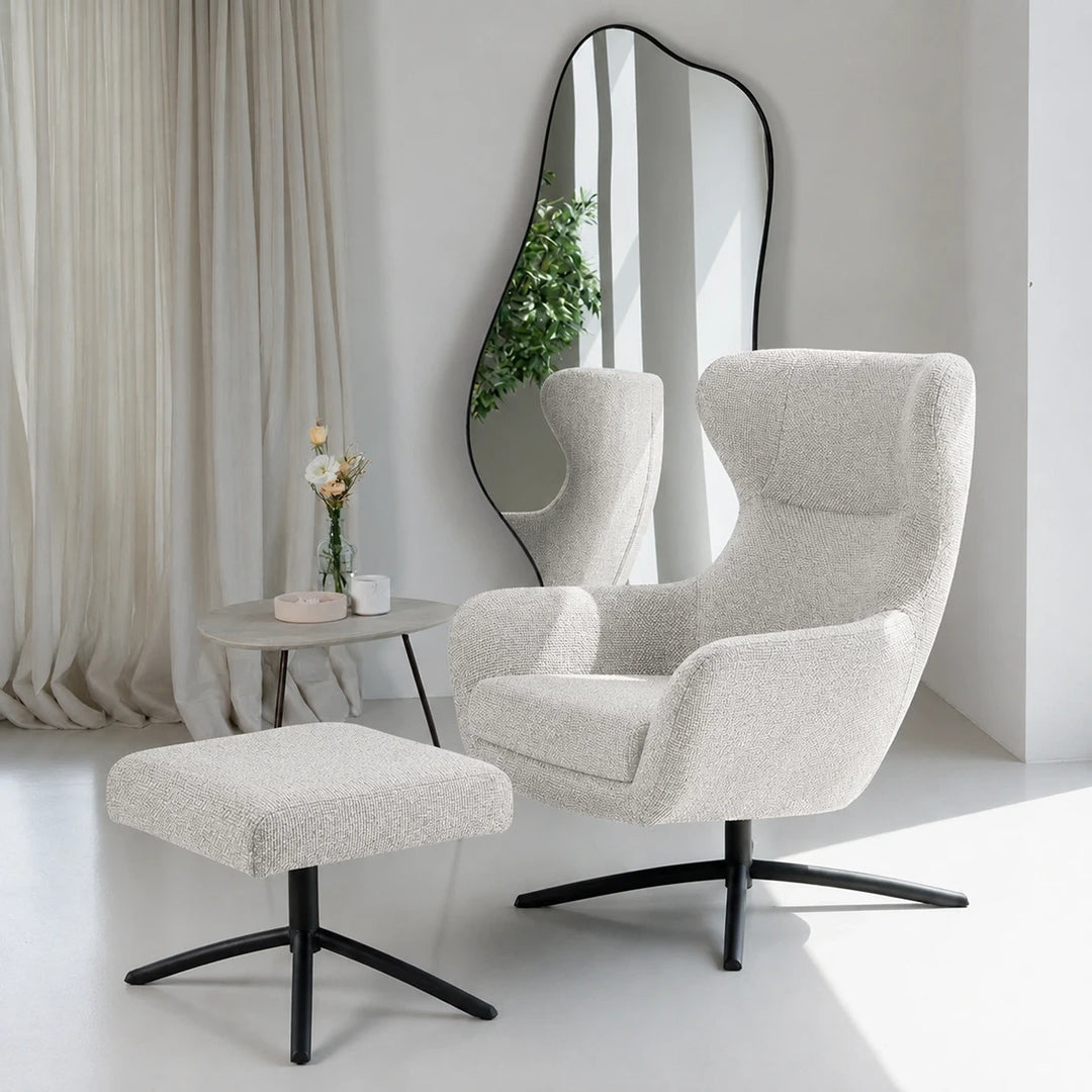 Layla Cream Monza Swivel Accent Chair - Black