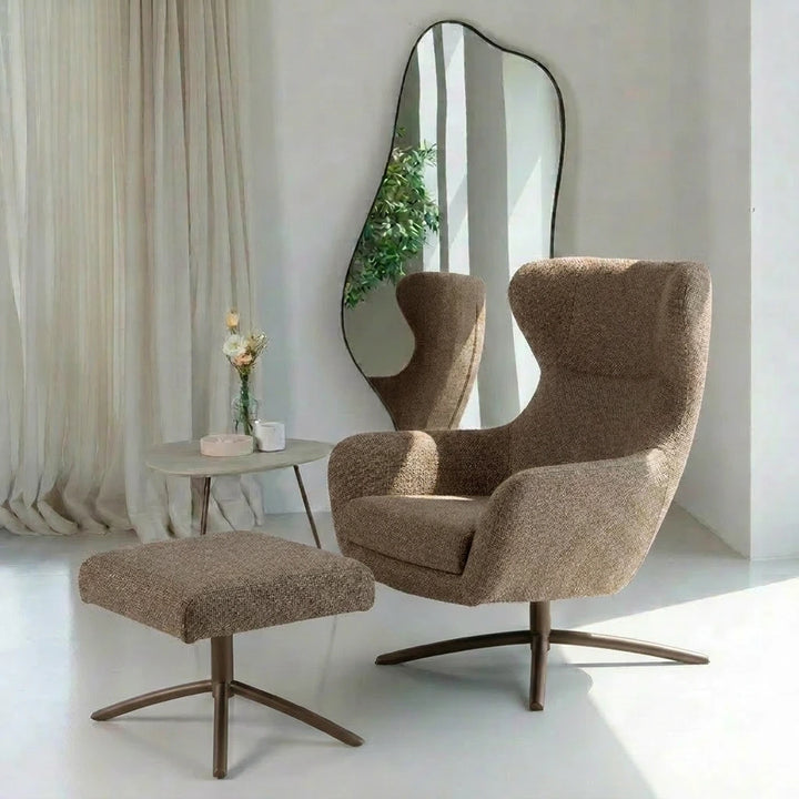 Layla Taupe Monza Swivel Accent Chair - Anodic Brown
