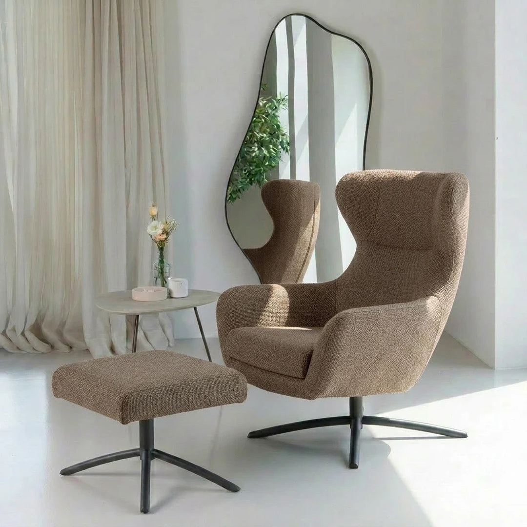 Layla Taupe Monza Swivel Accent Chair - Black