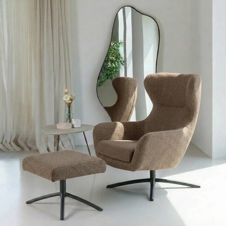 Layla Taupe Monza Swivel Accent Chair - Black