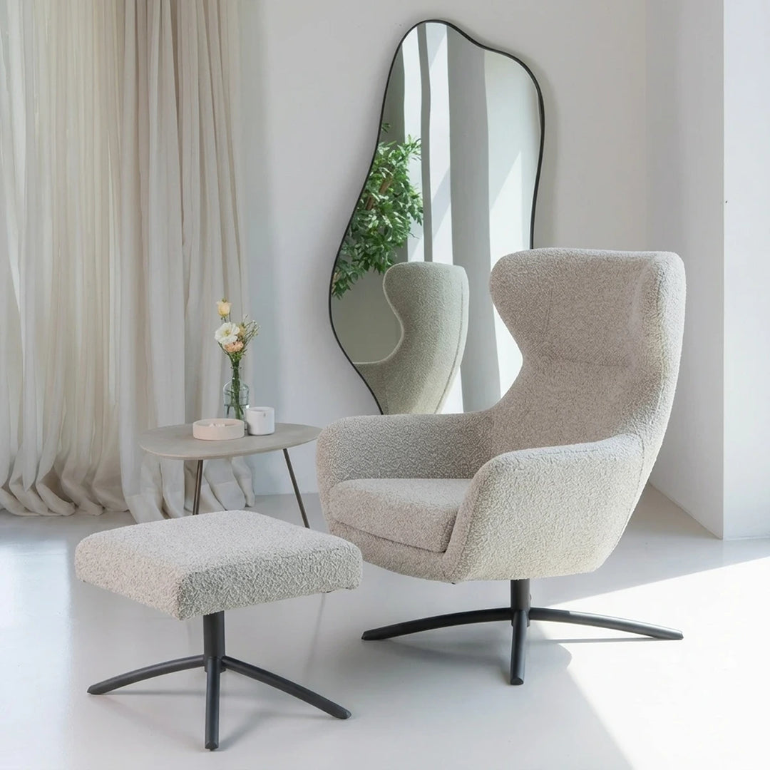 Layla Beige Monza Melange Swivel Accent Chair - Black