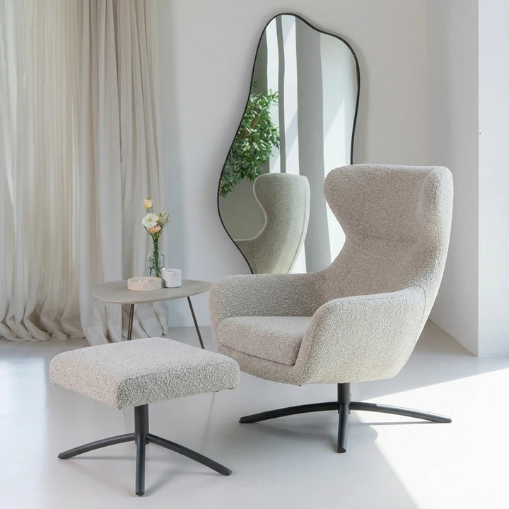 Layla Beige Monza Melange Swivel Accent Chair - Black
