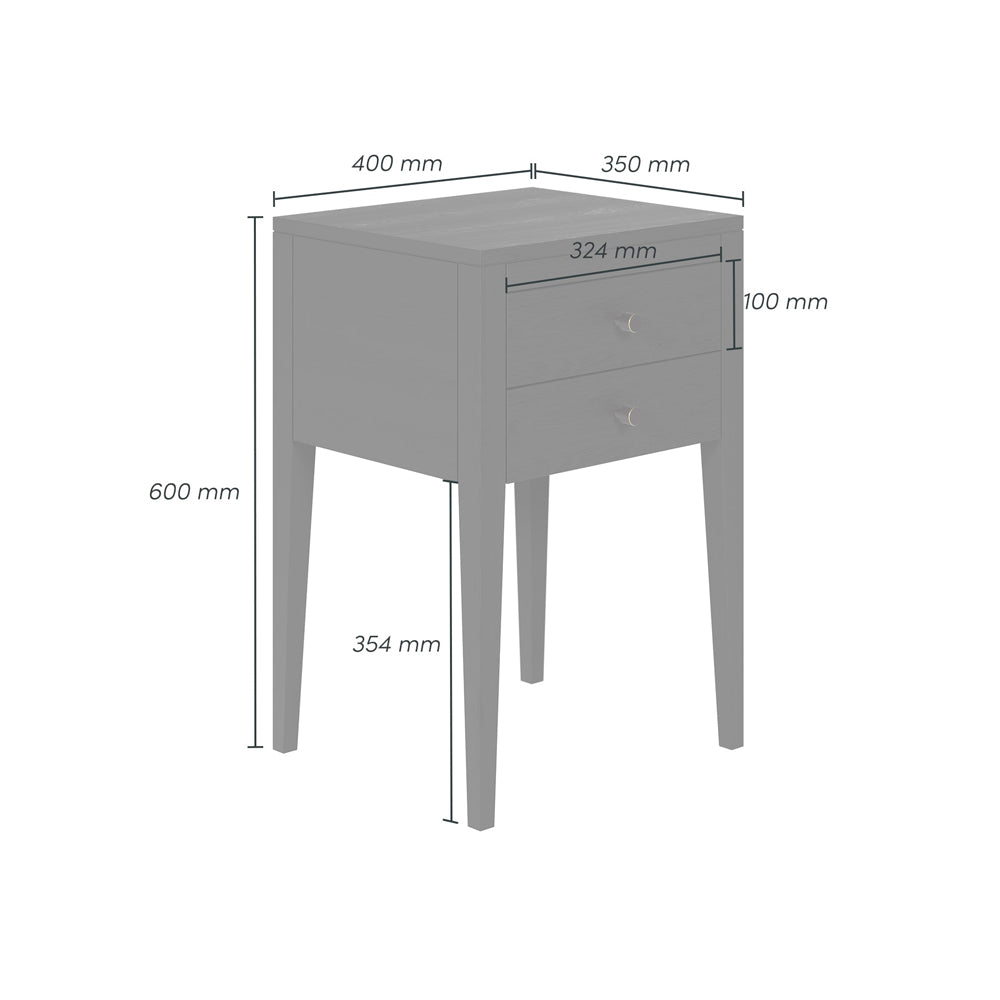 Radford 2 Drawer Bedside Table - Black DIDesigns 4
