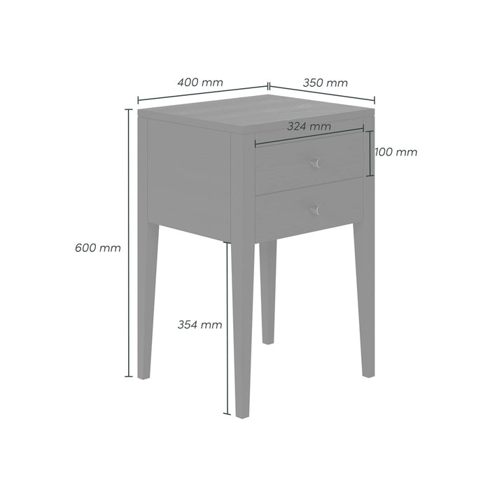 Radford 2 Drawer Bedside Table - Black DIDesigns 4