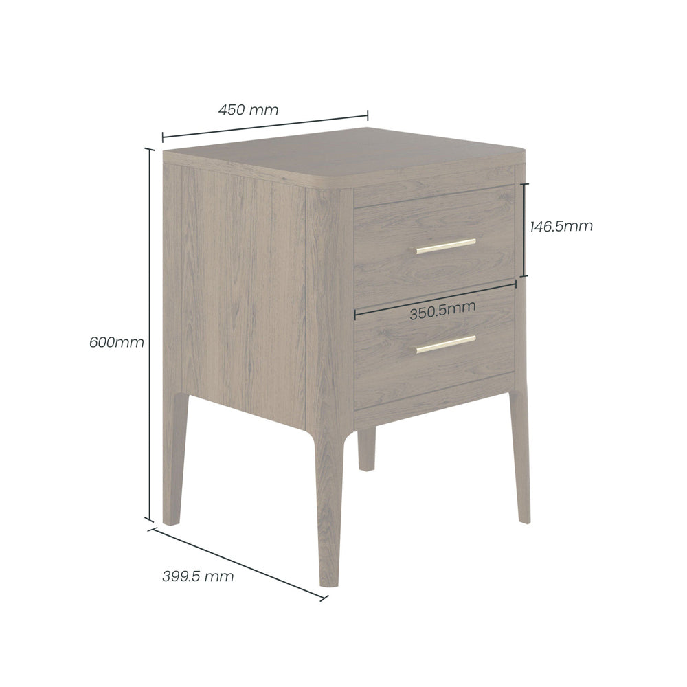 DI Designs Abberley Bedside Table 2 Drawers - Brown