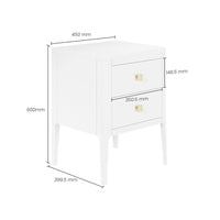 DI Designs Abberley Bedside Table 2 Drawers - White