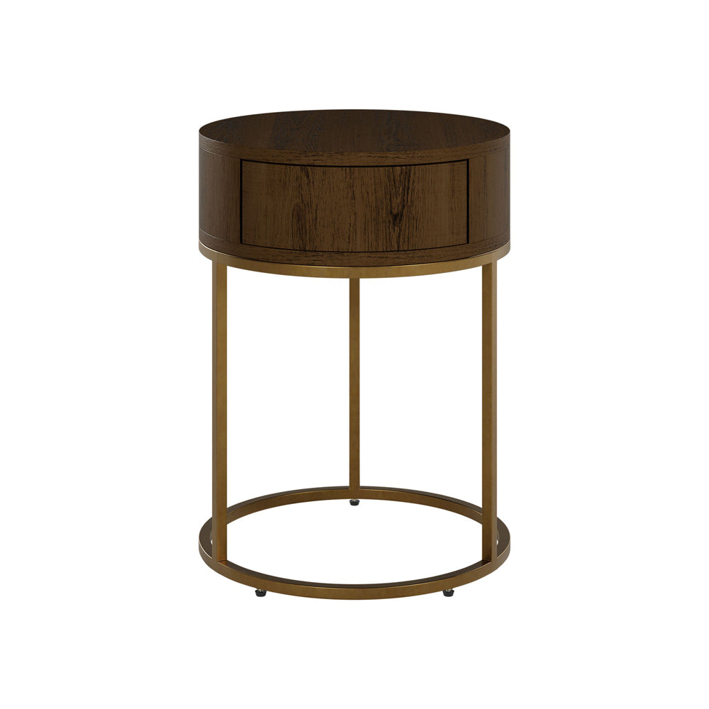 DI Designs Hampton Bedside Table Round Wooden - Brown