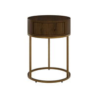 DI Designs Hampton Bedside Table Round Wooden - Brown