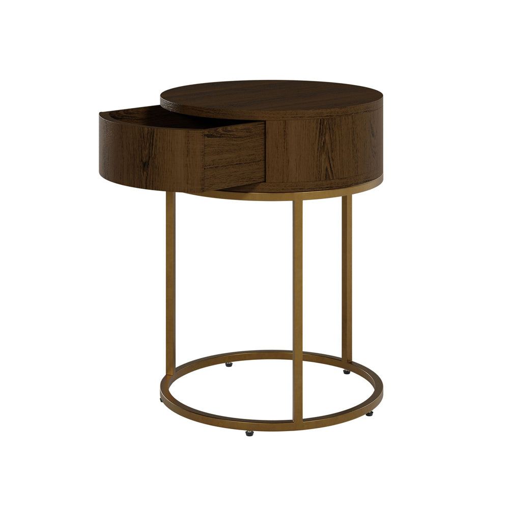 DI Designs Hampton Bedside Table Round Wooden - Brown