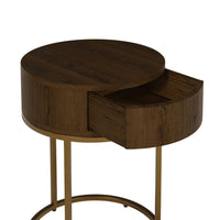 DI Designs Hampton Bedside Table Round Wooden - Brown