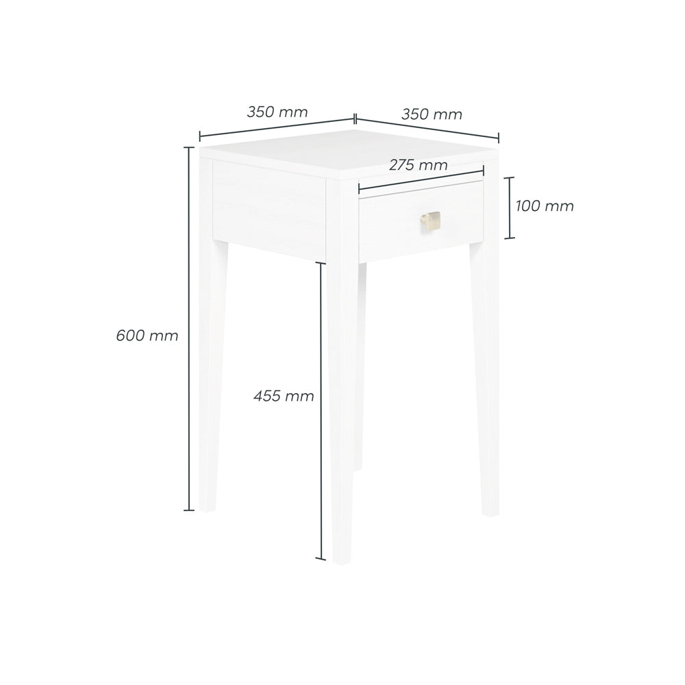 DI Designs Radford Bedside Table 1 Drawer - White