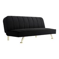 O&Co Arlington Sofa Bed in Black Velvet & Brushed Gold