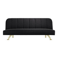 O&Co Arlington Sofa Bed in Black Velvet & Brushed Gold