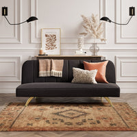 O&Co Arlington Sofa Bed in Black Velvet & Brushed Gold