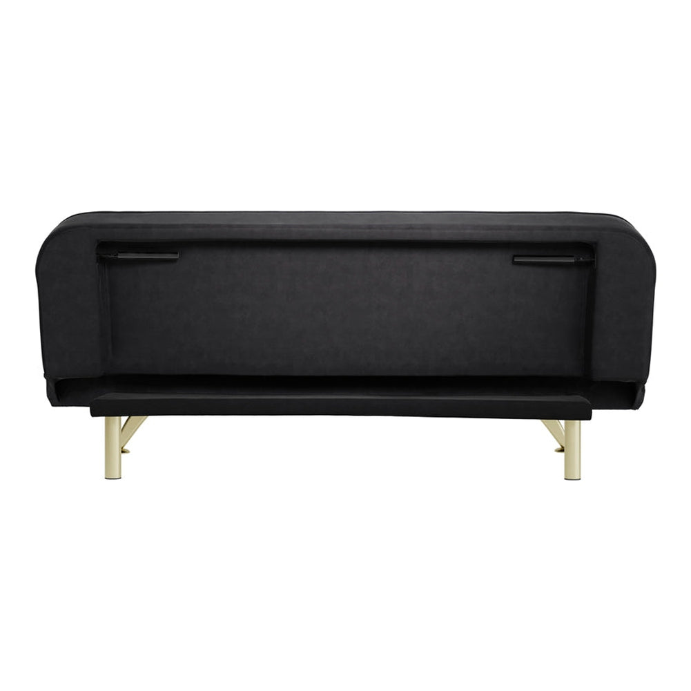 O&Co Arlington Sofa Bed in Black Velvet & Brushed Gold