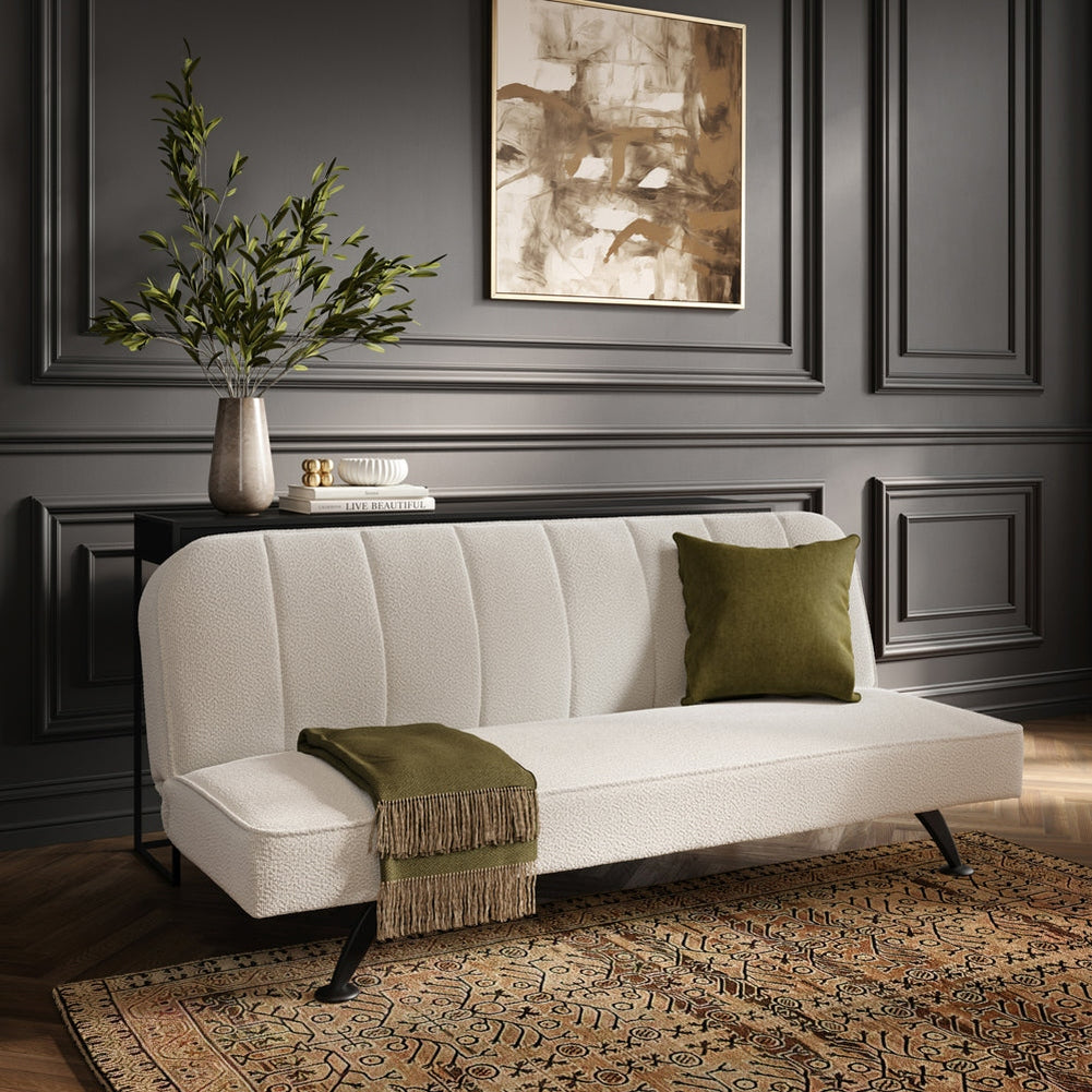 Arlington Sofa Bed - Ivory Boucle & Matte Black LPD Home 2