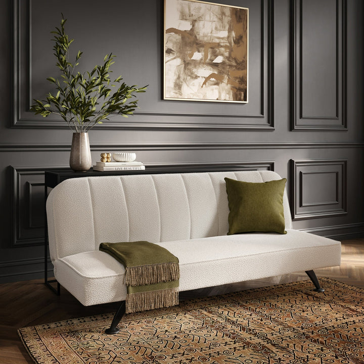 Arlington Sofa Bed - Ivory Boucle & Matte Black LPD Home 2