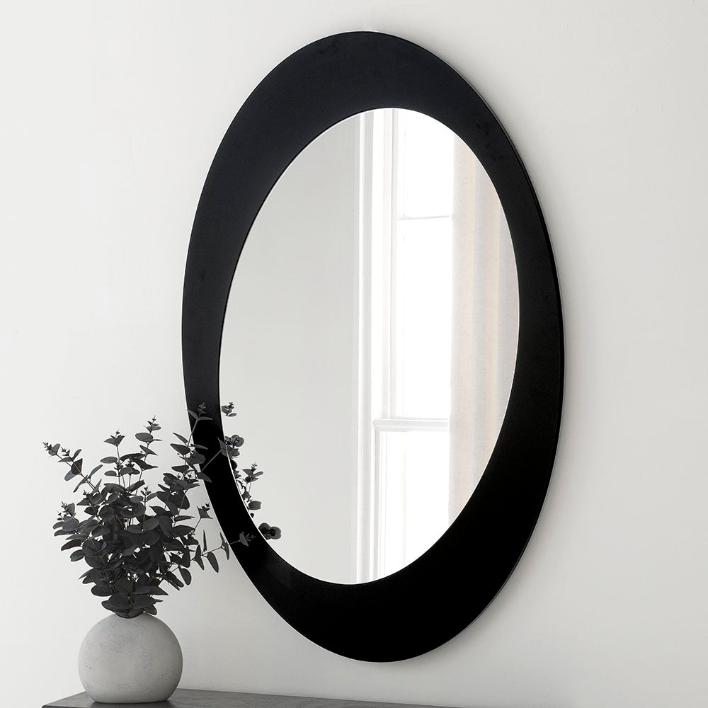 Olivia's Luna Oval Wall Mirror in Black