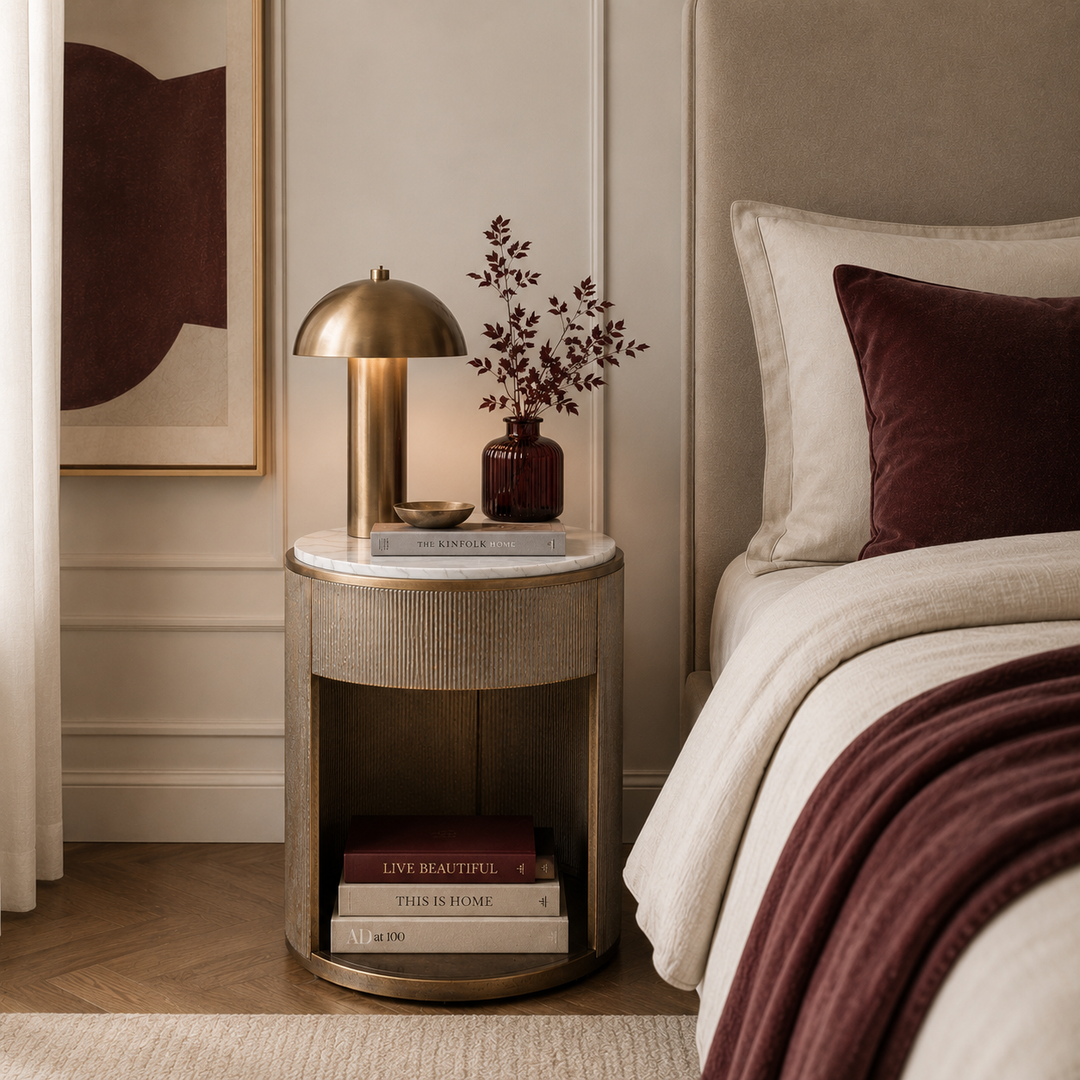 Belvedere Bedside Table - Aged Gold