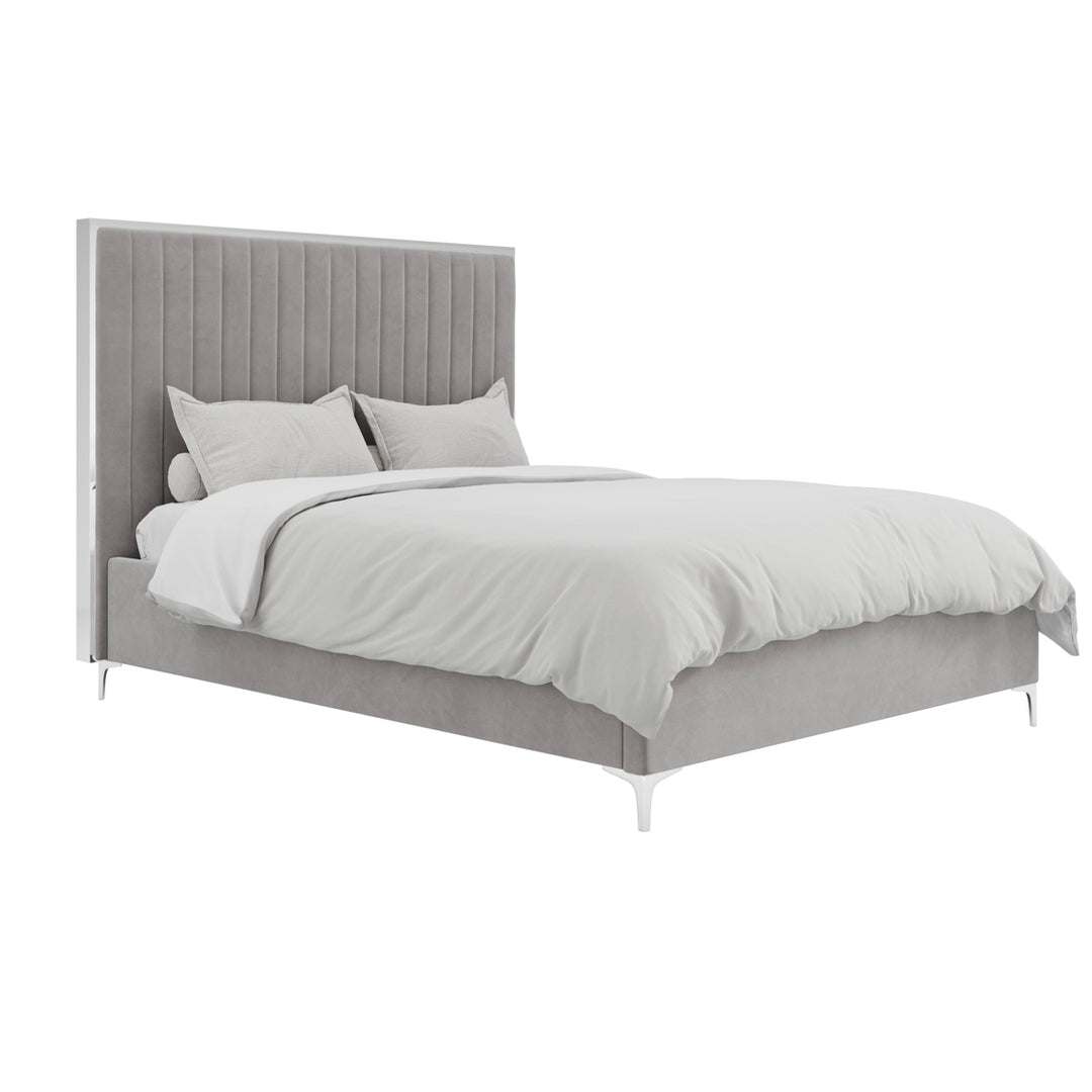 Brielle Velvet Upholstered Bed - Mink