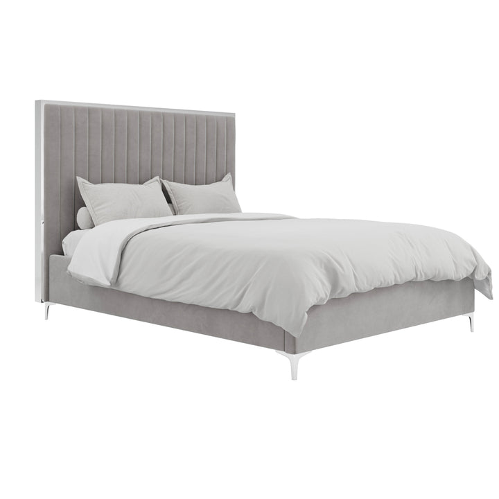Brielle Velvet Upholstered Bed - Mink