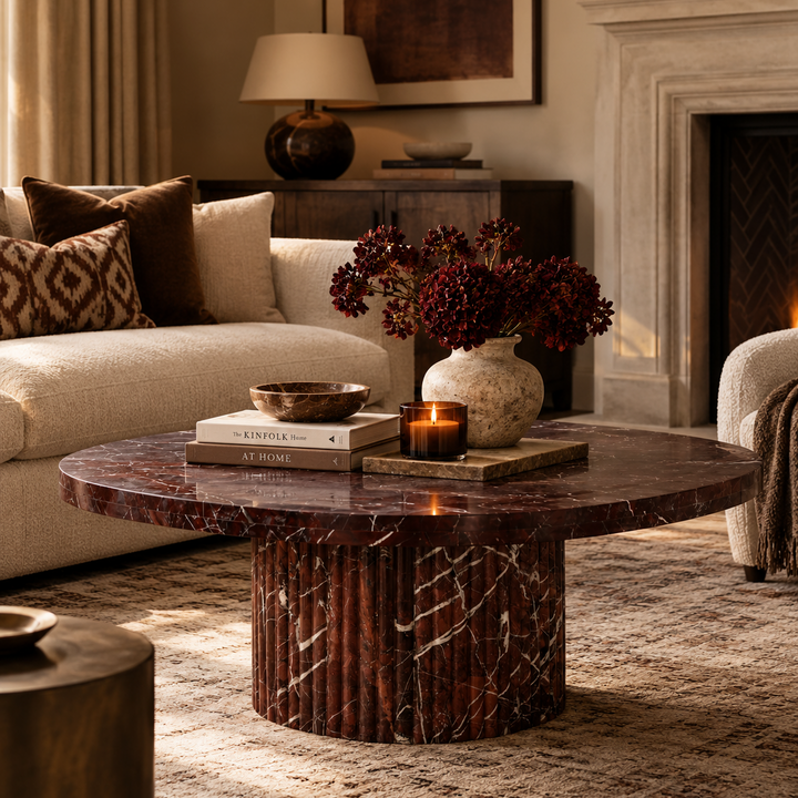 Orchid Marble Coffee Table - Burgundy