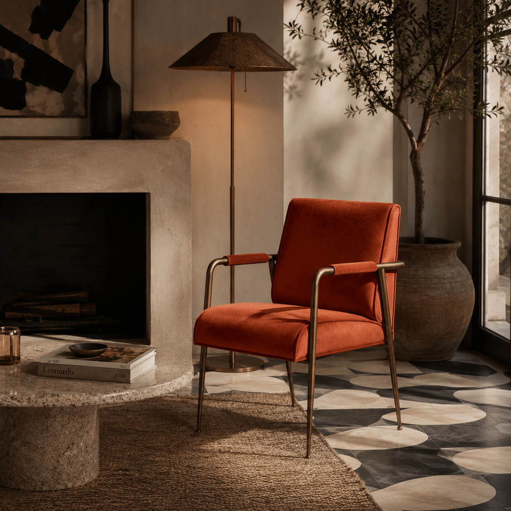 Campden Club Chair - Rust Orange