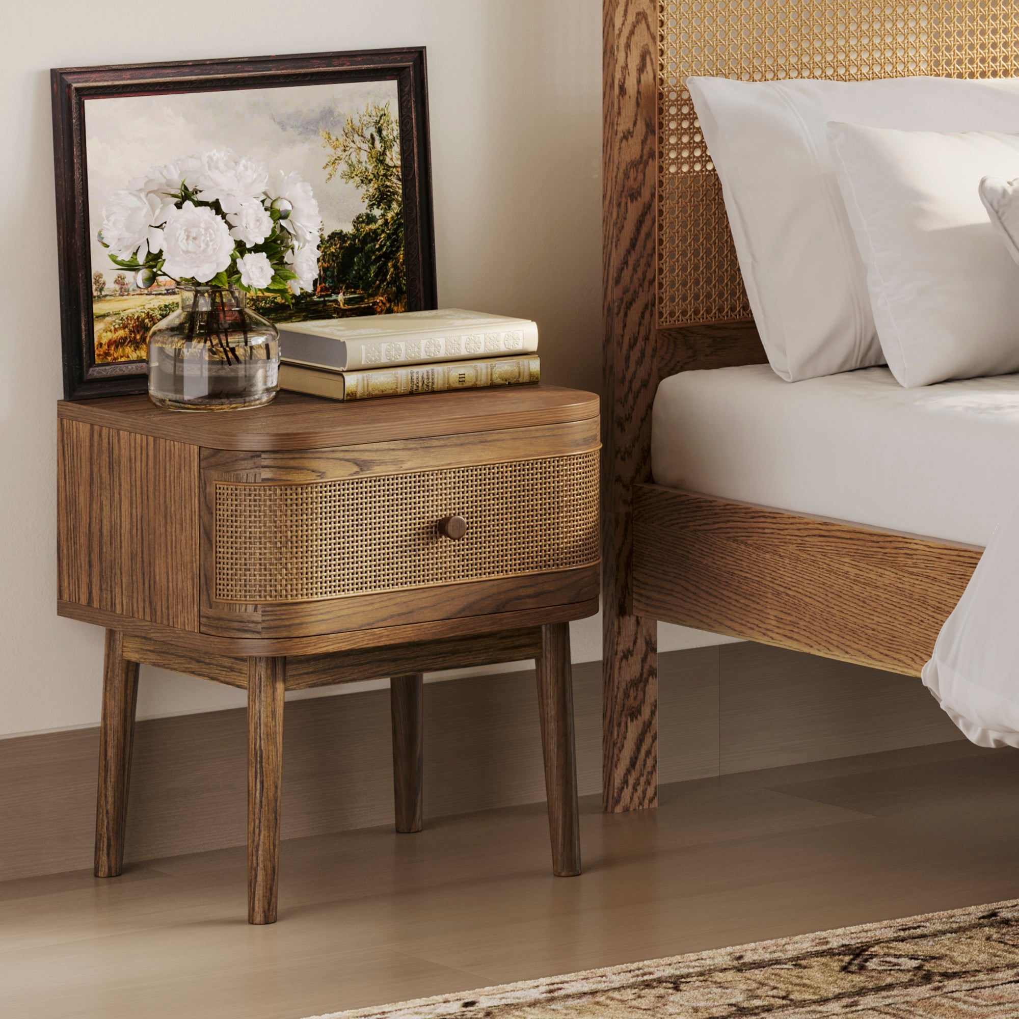 O&Co Creek Bedside Cabinet in Smoked Wood