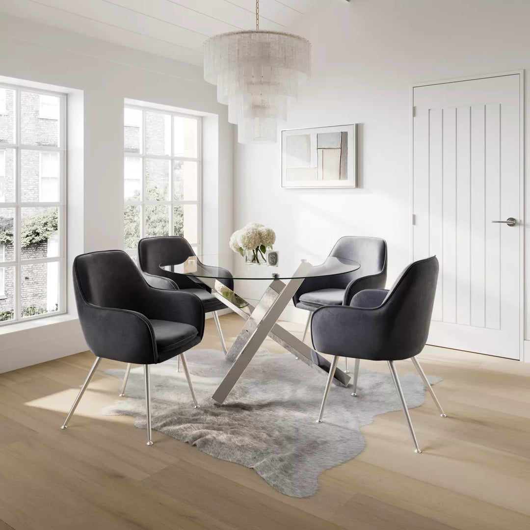 Cowley Glass Dining Table - Silver
