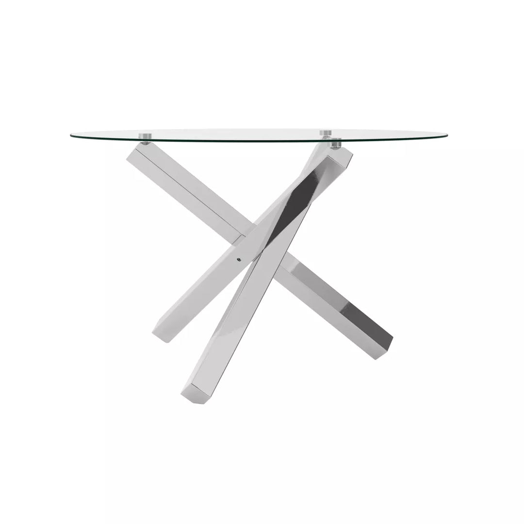 Cowley Glass Dining Table - Silver