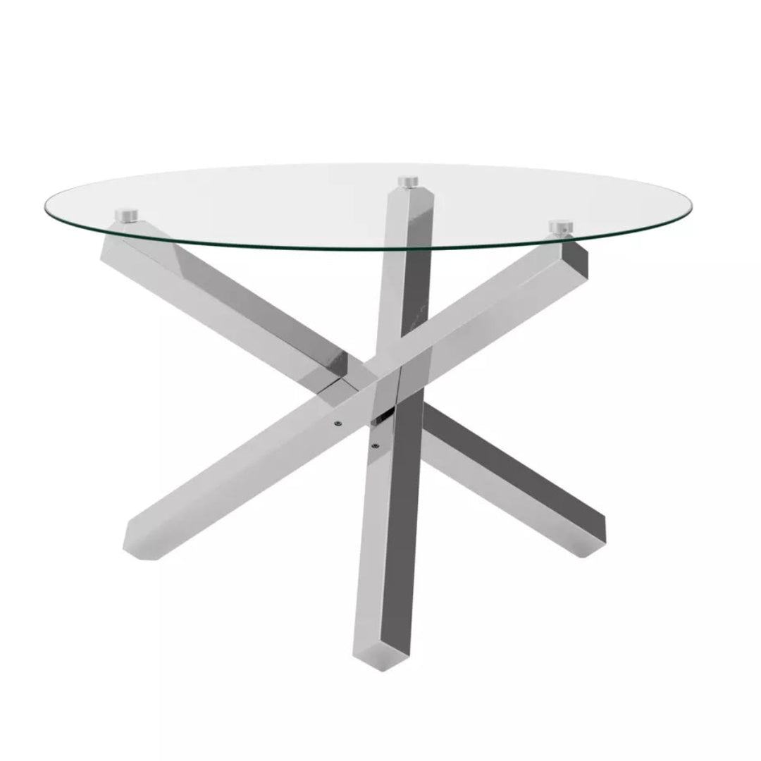 Cowley Glass Dining Table - Silver