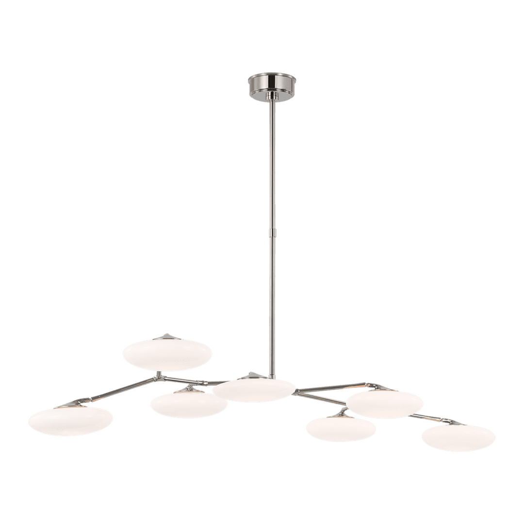 Brindille XL Articulating Linear Chandelier - Polished Nickel with White Glass Visual Comfort 1