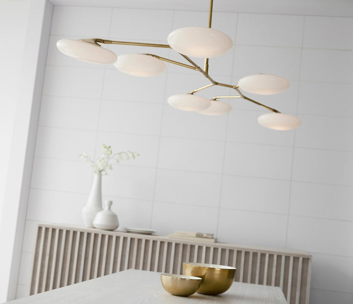 Brindille XL Articulating Linear Chandelier - Soft Brass with White Glass Visual Comfort 3