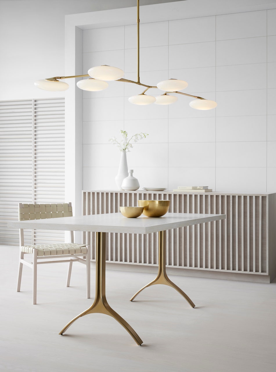 Brindille XL Articulating Linear Chandelier - Soft Brass with White Glass Visual Comfort 2