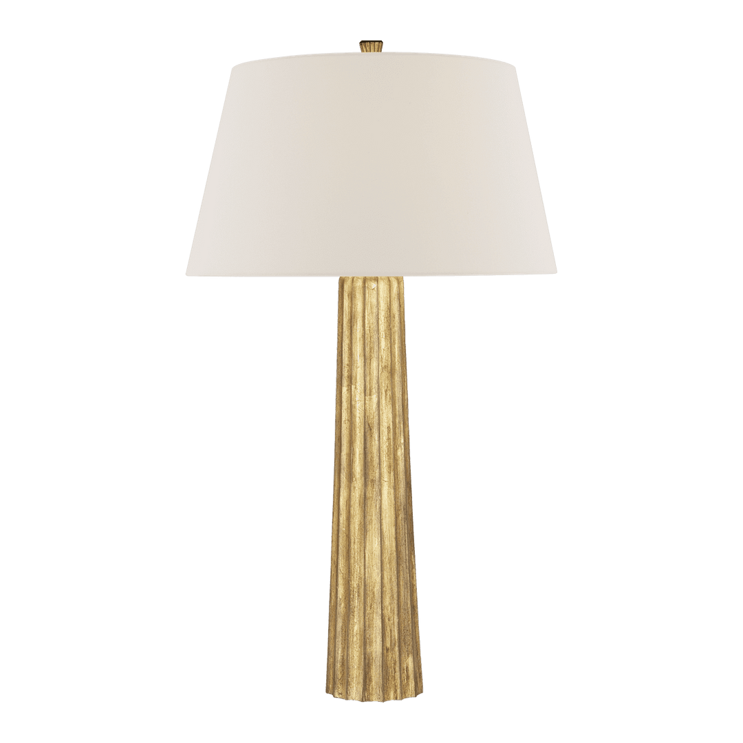 Fluted Spire Large Table Lamp - Gilded Iron with Linen Shade Visual Comfort 1