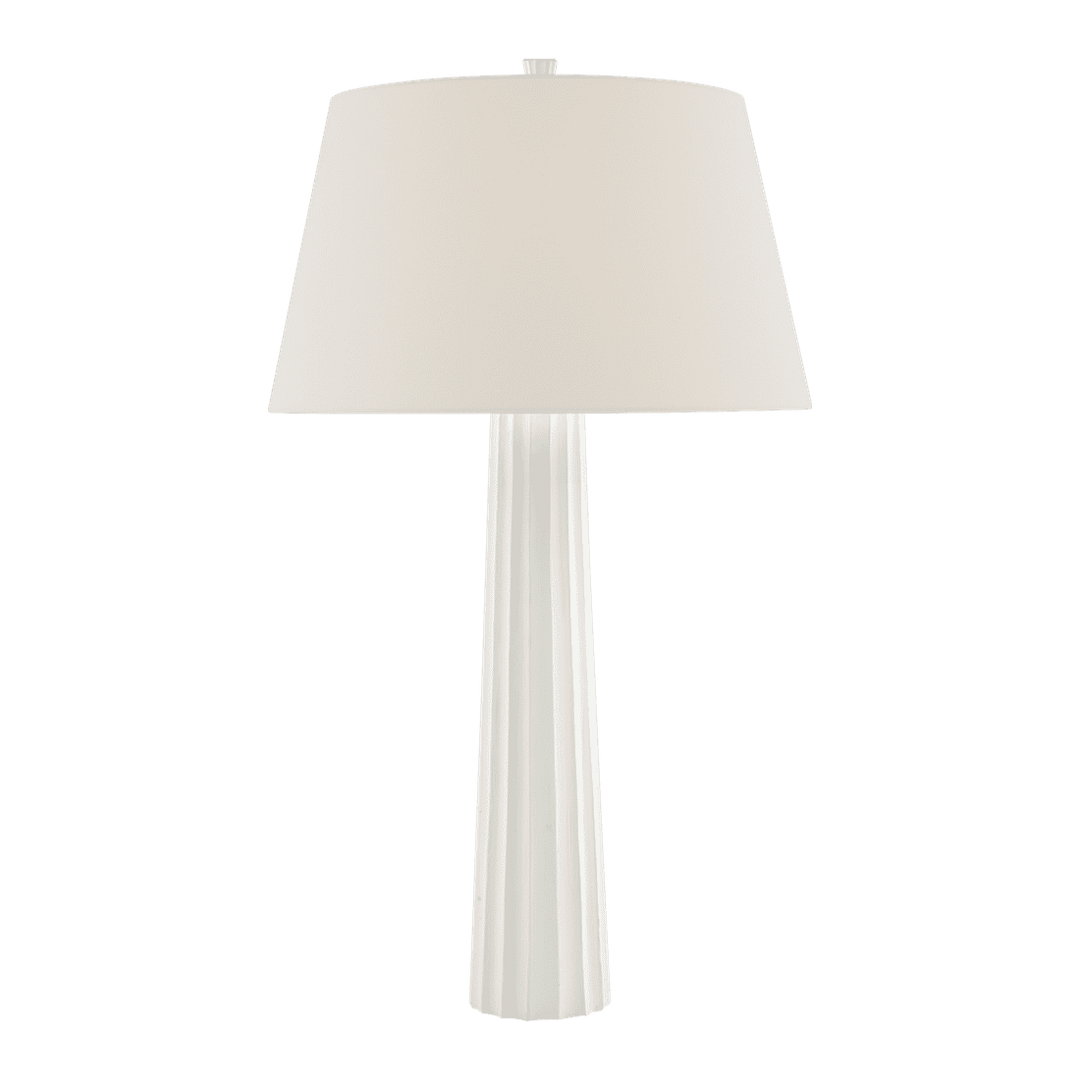 Fluted Spire Large Table Lamp - Plaster White with Linen Shade Visual Comfort 1