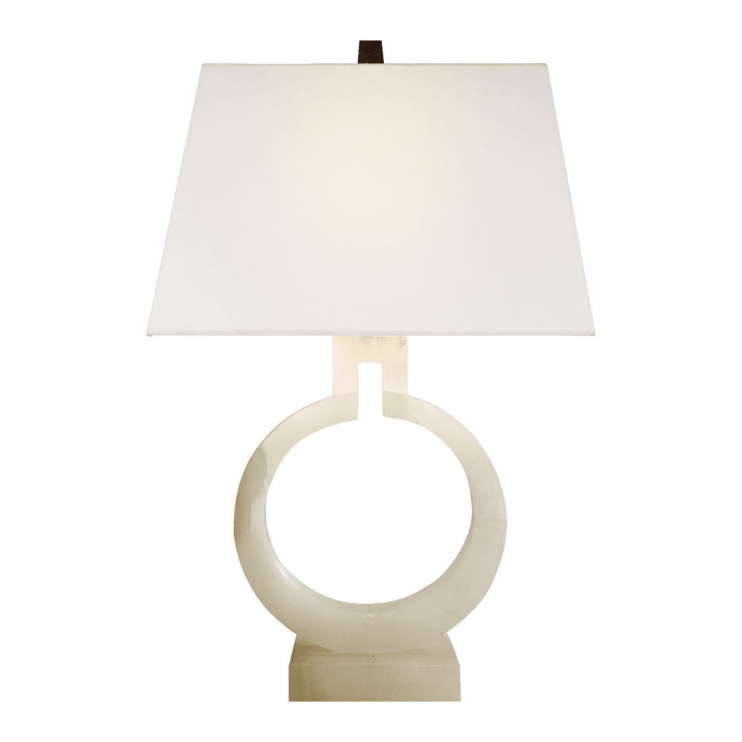 Ring Form Small Table Lamp - Alabaster with Linen Shade Visual Comfort 1