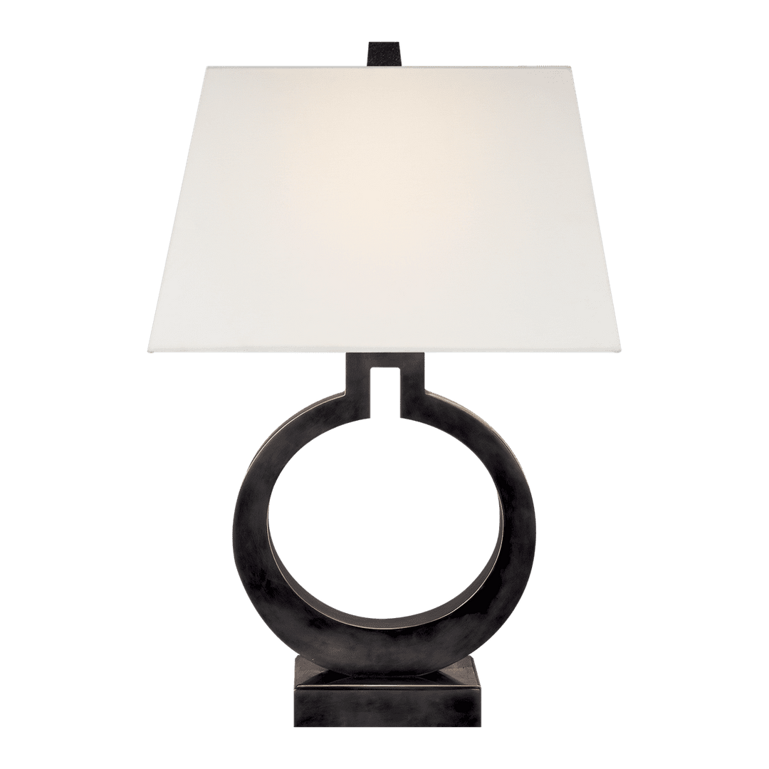 Ring Form Large Table Lamp - Bronze with Linen Shade Visual Comfort 1
