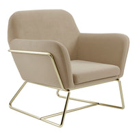 O&Co Theodore Armchair in Beige Velvet & Gold