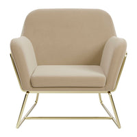 O&Co Theodore Armchair in Beige Velvet & Gold