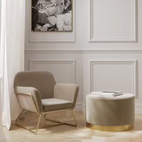 O&Co Theodore Armchair in Beige Velvet & Gold