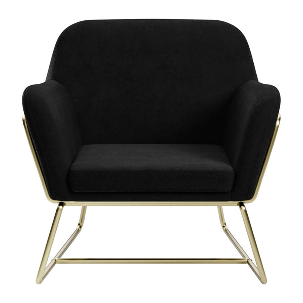 O&Co Theodore Armchair in Black Velvet & Gold