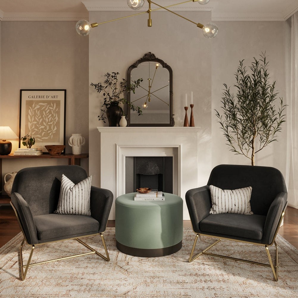 Theodore Armchair - Black Velvet & Gold LPD Home 2