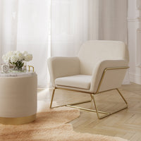 O&Co Theodore Armchair in Cream Velvet & Gold