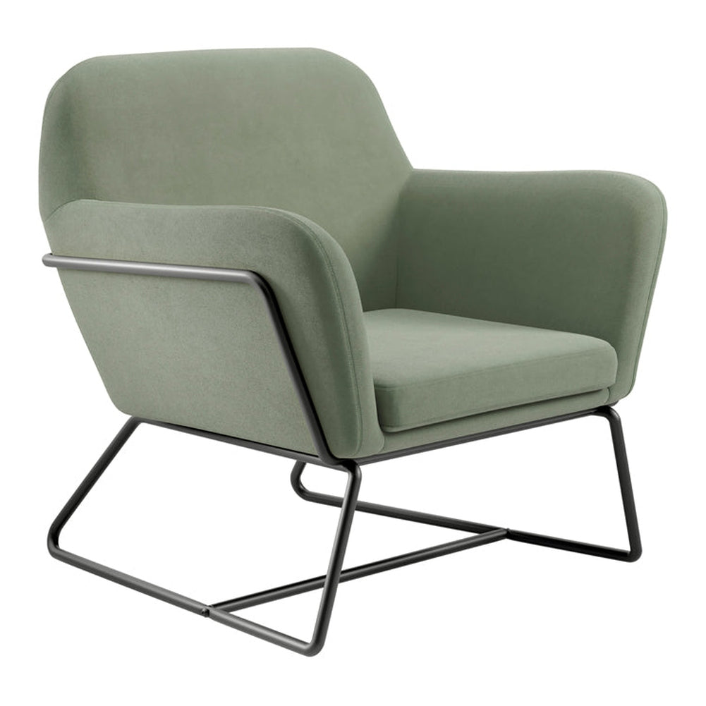 O&Co Theodore Armchair in Sage Velvet & Matte Black