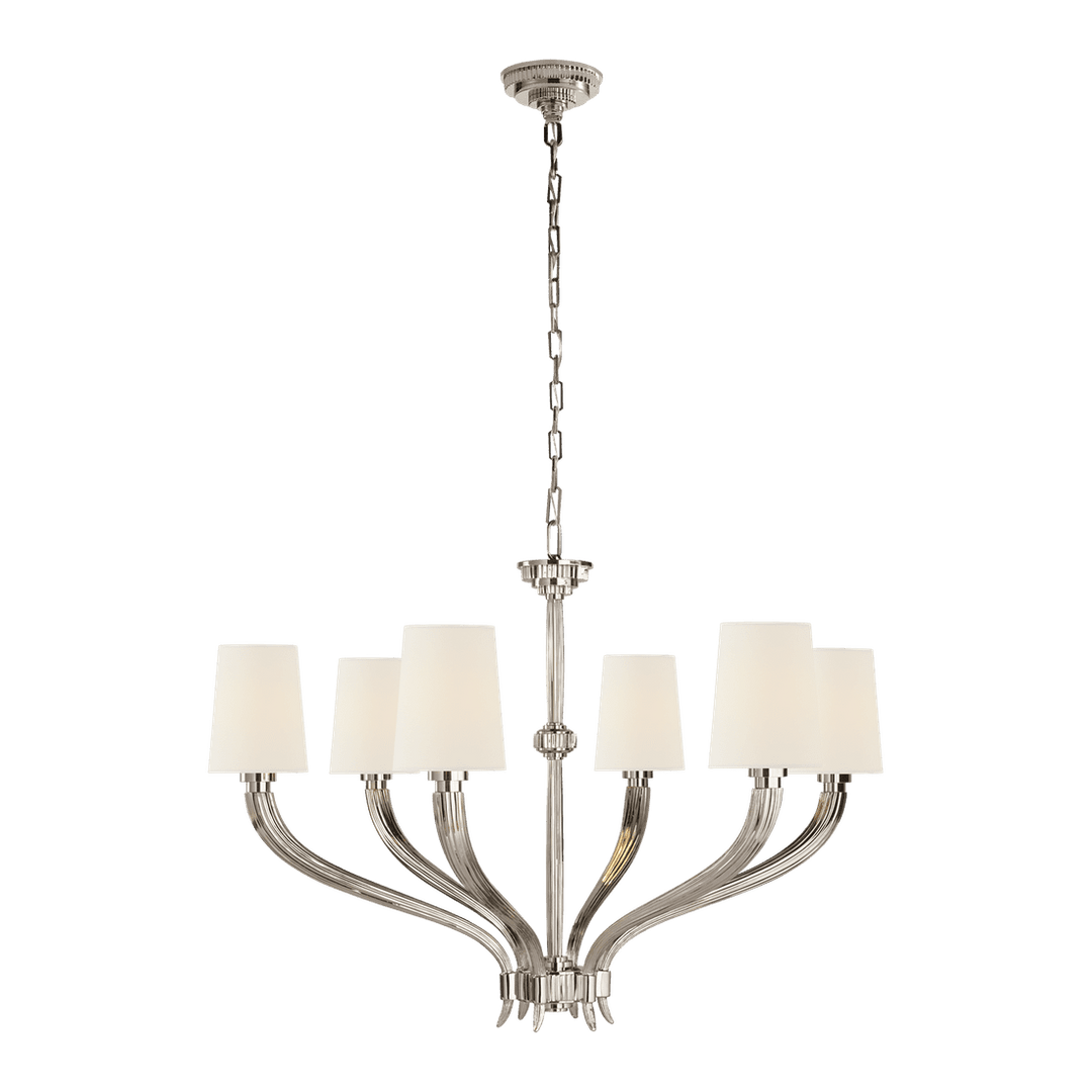 Ruhlmann Large Chandelier - Polished Nickel with Linen Shades Visual Comfort 1