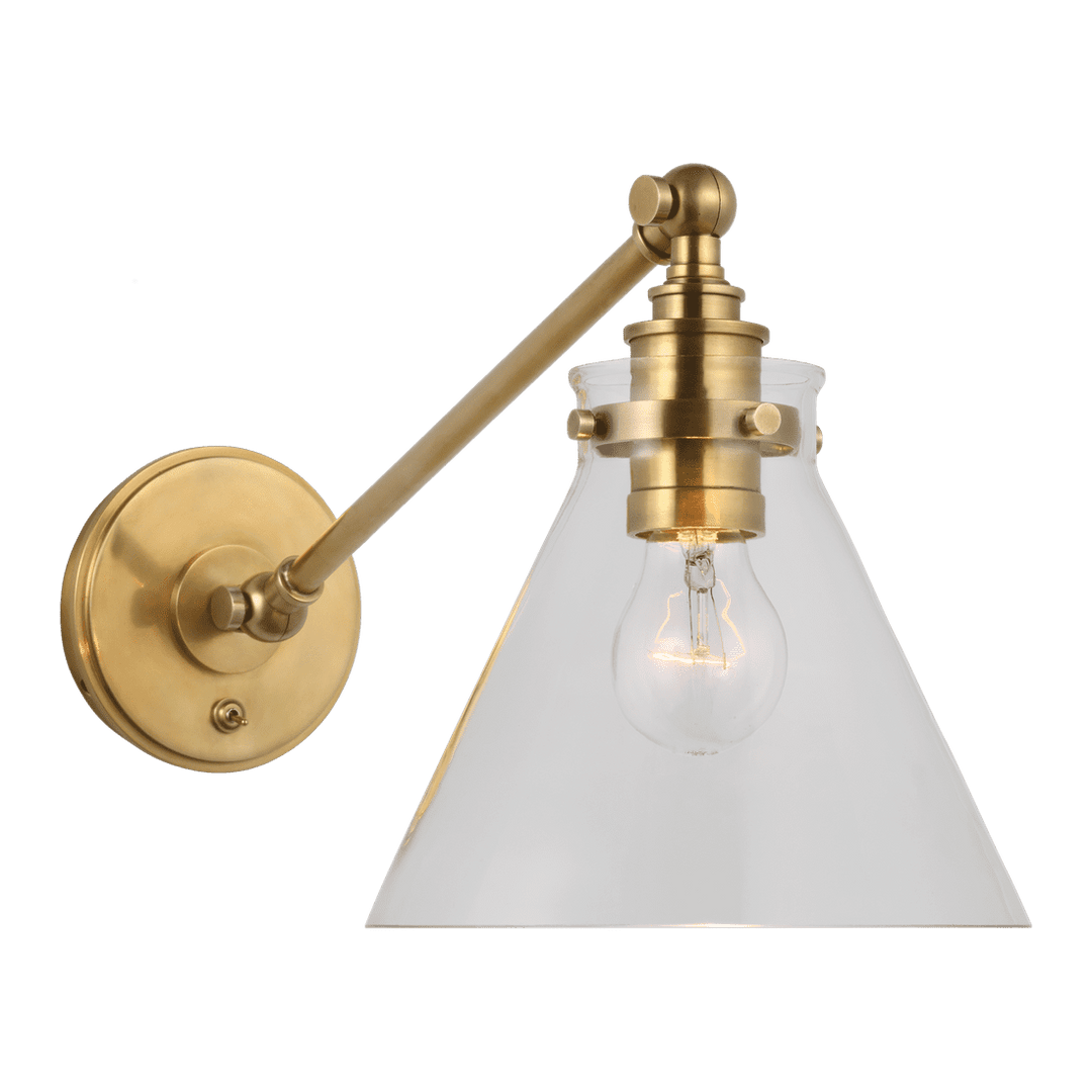 Parkington Single Library Wall Light - Antique-Burnished Brass with Clear Glass Visual Comfort 1